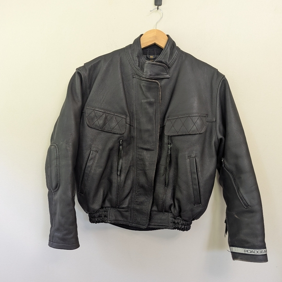 Vintage Road Gear Leather‎ Motorcycle Jacket Padded Elbows